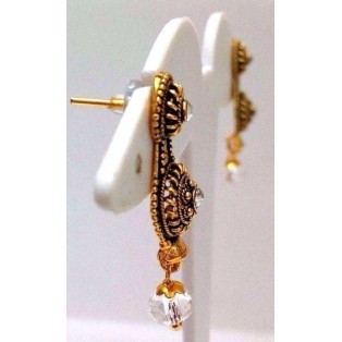 Golden Oxidized Women Earring Jhumka Jhumki Drop Jewelry PushBack Classy Gift 7